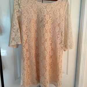 Elegant Peachy Cream Lace Dress